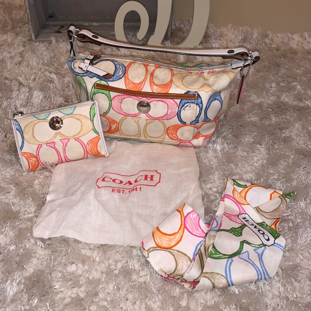Auth:Coach Poppy purse w/ card holder & headband